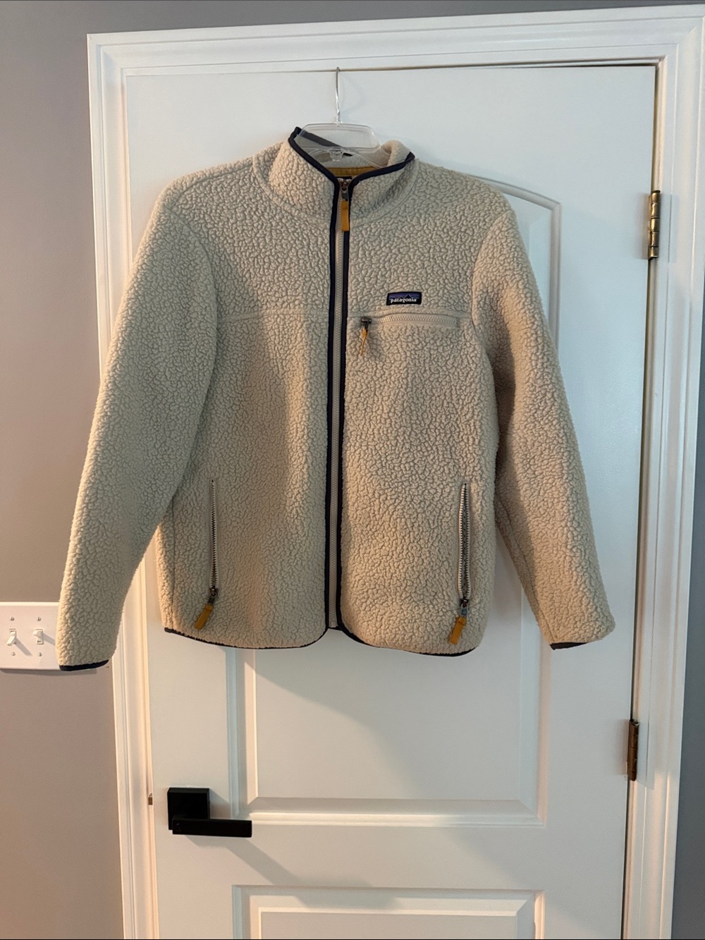 Patagonia Cream Retro Pile Jacket with Dark Trim
